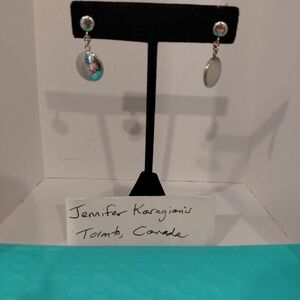 Tiffany Silver Disc Drop Dangle Earrings